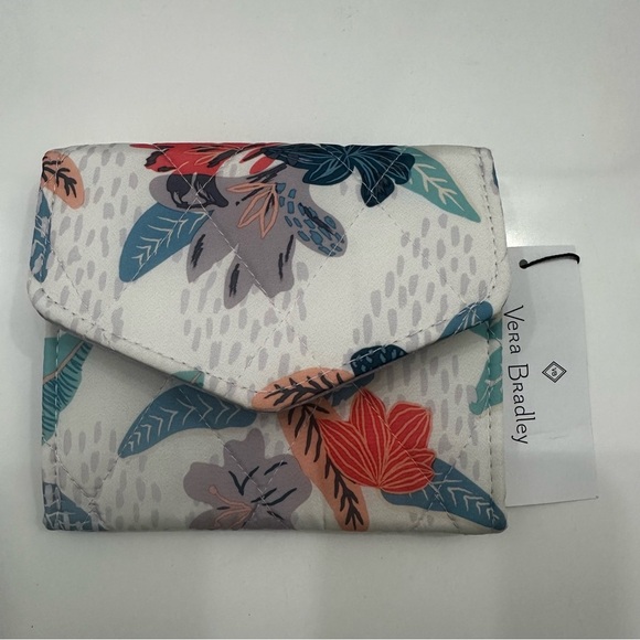 Vera Bradley Ultralight RFID Mini Tri-fold Wallet - Tropical Floral Print - Picture 2 of 12